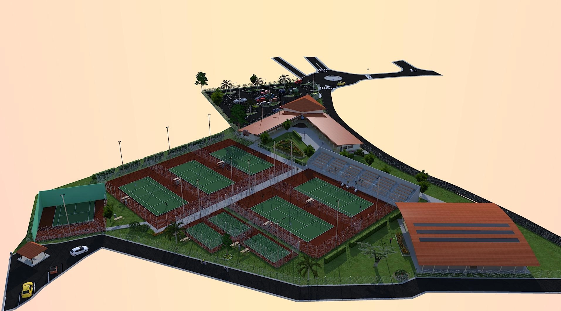 Vue des courts de tennis du club